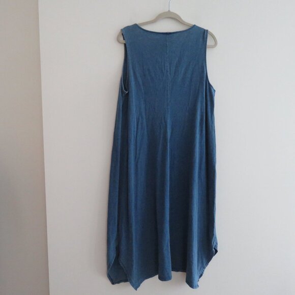 J. JILL Pure Jill Indigo Knit Dipped Hem Midi Dress in Blue Denim Coastal Size L - Picture 11 of 15